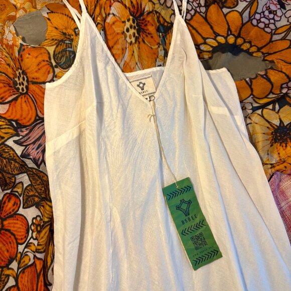 NWT Designer Bsbee Sustainable Clothing 100% Cotton Natural Cream Slip Dresses - Picture 8 of 13